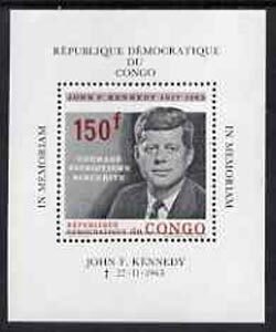 CONGO KINSHASA - 1964 - Kennedy Commem - Perf Miniature Sheet- Mint Never Hinged