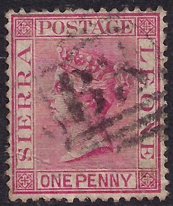 Sierra Leone 1884 - 91 QV 1d Rose Carmine used SG 28a ( C536 )