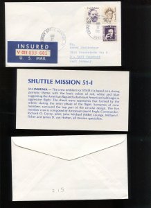 51-I SHUTTLE MISSION INSURED COVER MAILED TO WEST GERMANY AUG 27 1985 HR1871