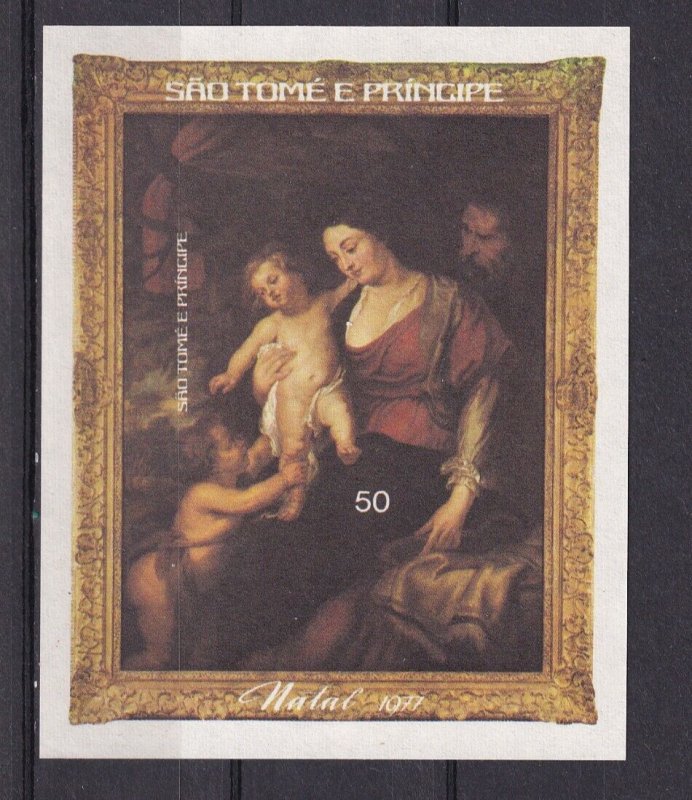 SA12c Sao Tome and Principe 1977 Christmas MNG minisheet imperf