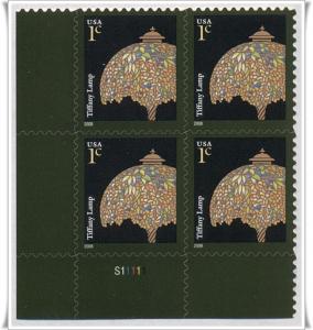 SC#3749A 1¢ Tiffany Lamp PB (2008) MNH 