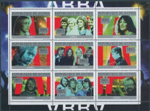 ABBA Stamps Guinea 2010 MNH Music Singers Famous People Agnetha Benny 9v M/S