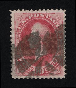 GENUINE SCOTT #155 VF-XF USED 1872 CARMINE OLIVER HAZARD NBNC FANCY CANCEL 17782