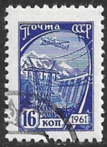 RUSSIA USSR 1961-65 16k Plane Over Power Station and Dam Sc 2448 CTO Used