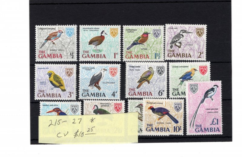 Gambia #215-227 MH - Stamp - CAT VALUE $10.25