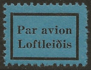 Iceland Loftleiðis Par avion Airmail etiquette vignette Cinderella label VF-NH