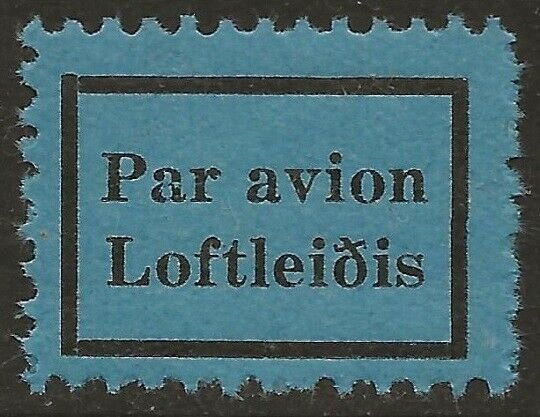 Iceland Loftleiðis Par avion Airmail etiquette vignette Cinderella label VF-NH