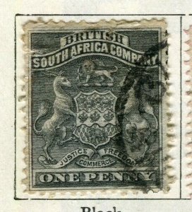 RHODESIA; 1890 early South Africa Company issue used 1d. value