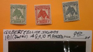 Gilbert & Ellice Islands 1911 Scott# 8,9,10 OG Hinged F-VF