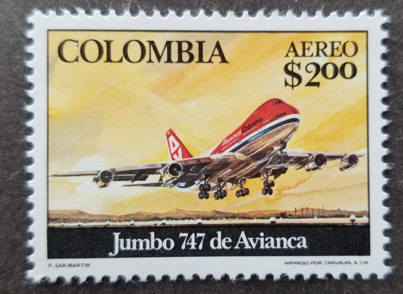 *FREE SHIP Colombia Inauguration 747 Jumbo Jet 1976 Aviation Airplane stamp MNH