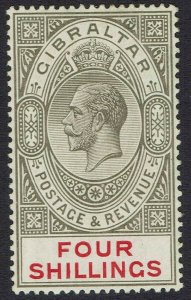 GIBRALTAR 1912 KGV 4/- WMK MULTI CROWN CA