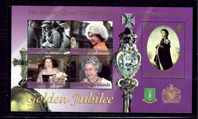 Virgin Is 971 MNH 2002 QEII Golden Jubilee S/S