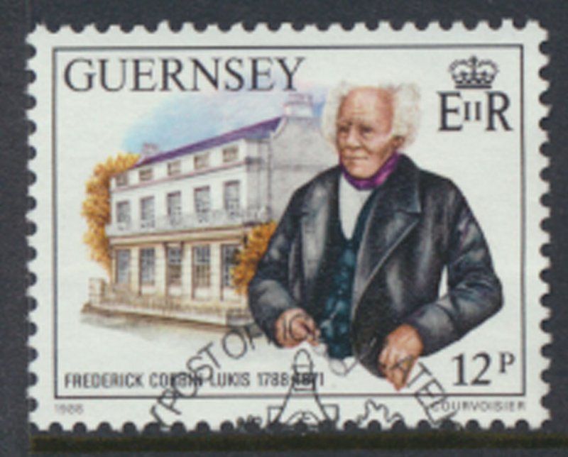 Guernsey  SG 424  SC# 385  Fredrick Lukis  First Day of issue cancel see scan