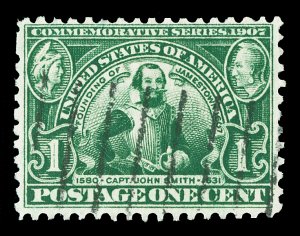 Scott 328 1c Jamestown Exposition Issue Used F-VF Cat $4.50