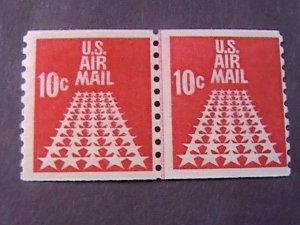 U.S.# C73-MINT/NEVER HINGED---JOINT LINE PAIR----AIR-MAIL--1968