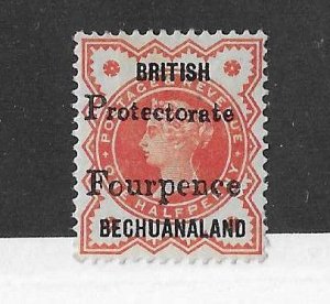 British Bechuanaland Sc # 68 4p overprint with short tail on  'e' v...