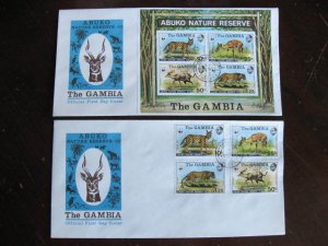 Gambia WWF 2 FDCs first day covers Sc 341-344 and 341a Souvenir Sheet