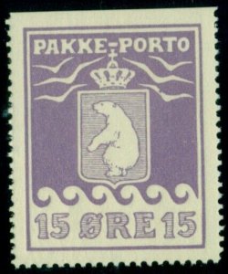 GREENLAND #Q5 (P8B) 15ore Pakke Porto, 1st pr., og, NH, XF, Facit $1,150.00+