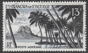 French Polynesia Scott C23 Used 13f Bora Bora Air Mail issue of 1955, Coconuts