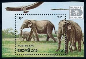 [66322] Laos 1987 Wild Life Elephants Souvenir Sheet MNH