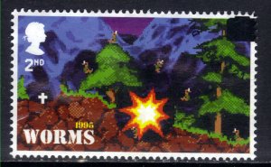 GB 2020 QE2 2nd Video Games ' Worms 1995 ' Ex Fdc SG 4313 ( E663 )