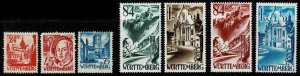 Germany Wurttemberg 1947,Sc.#8N8; 9, 11-13, 26-27, 4 MNH