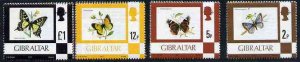 GIBRALTAR - 1977 - Butterflies from Def Series - Perf 4v - Mint Never Hinged