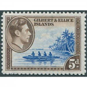 Gilbert & Ellice Islands 1939 5d deep ultramarine & sepia SG49 unused