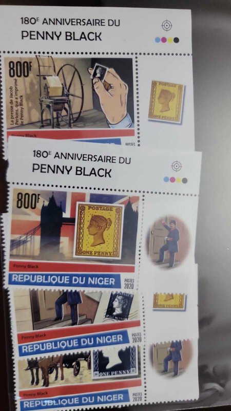 O) 2020 NIGER, ANNIVERSARY OF PENNY BLACK, MAIL CARRIAGE, POSTMAN, JACOB´S PRESS