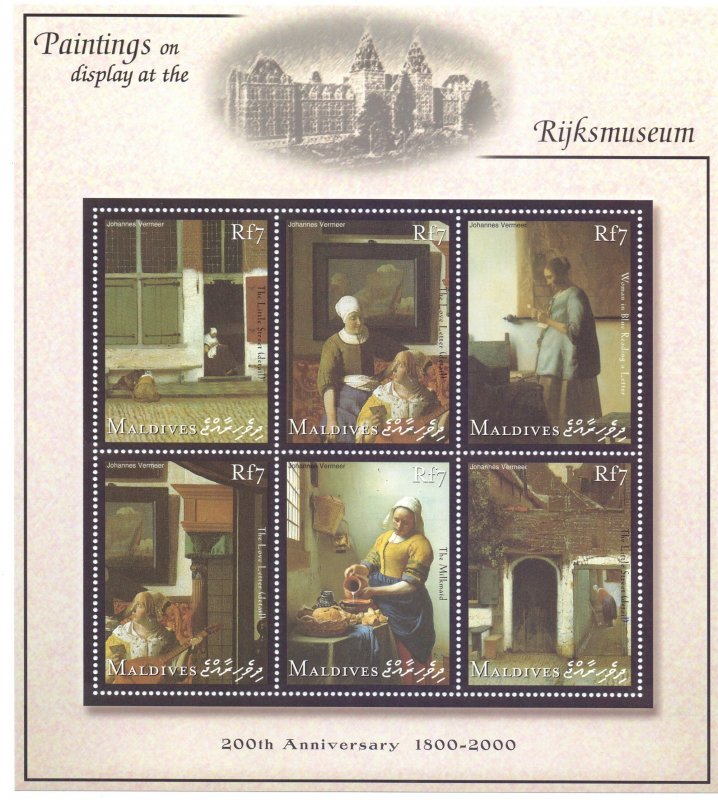 Maldives. 2001. 4Small sheet 3719-42 bl485-88. Painting picture. MNH.