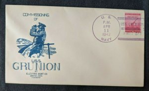 1942 USS Grunion US Navy Submarine Naval First Day Cover Electric Boat Co