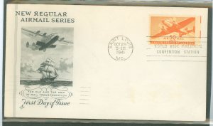 US C31 1941 50c Transport airplane on an unaddressed first day cover with an artcraft cachet.