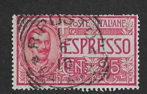 Italy Sc #E1   25c used with squared circle cancel  VF