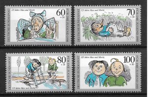 1950 Germany B689-92 Max and Moritz by Wilhelm Busch 125th Anniv.  MNH C/S of 4