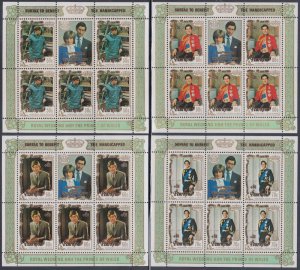 PENRHYN ISLAND Sc #B13-17 MNH CPL SHEETS of 5 - PRINCE CHARLES (OVERPRINTED)