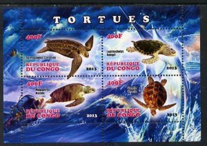 CONGO B. - 2013 - Turtles - Perf 4v Sheet - Mint Never Hinged