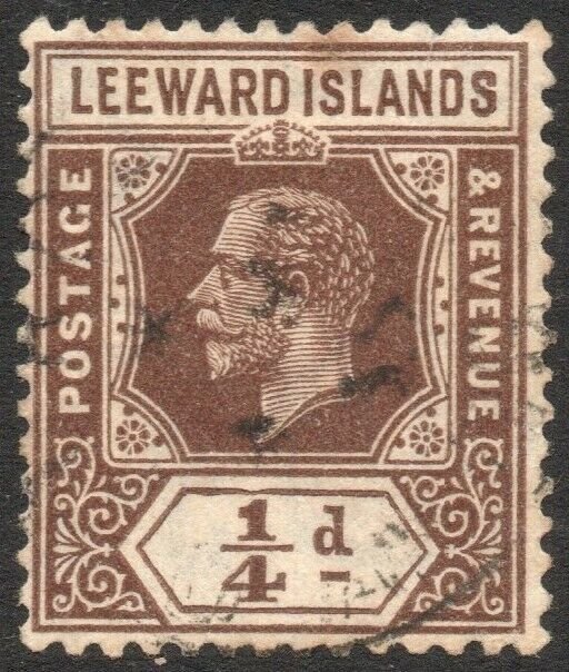 LEEWARD ISLANDS-1931-32 ¼d Brown Die I Sg 81 tone spot at top GOOD USED V42889