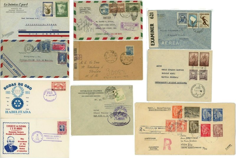 Latin America Cover Postage Collection Argentina Brazil Panama Guatemala Used