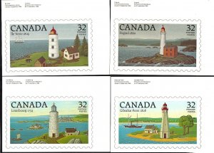 CANADA 1984 Lighthouse Thematic POST CARDS #1032-1035