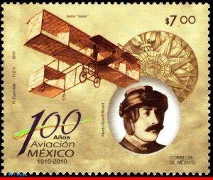 2668 MEXICO 2010 100 YEARS OF AVIATION, PLANES, FAMOUS PEOPLE, MNH