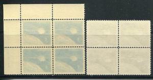 Canada # 445 var, PB of 4 printed with  analine ink  see ...