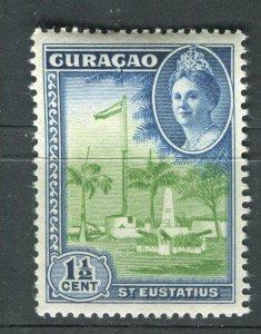 NETHERLANDS CURACAO; 1942 early Wilhelmina Airmail issue Mint hinged 1.5c. value