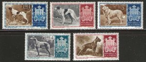 San Marino 375-379 MH, several small thins, 1956, dogs,  short set.  (s215)