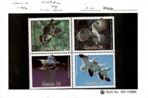 Canada, Postage Stamp, #1098a Block Mint NH, 1986 Birds (AF)