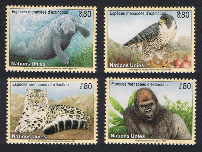 UN Geneva Birds Gorilla Falcon Manatee Leopard 4v SG#G228-31 MI#227-230