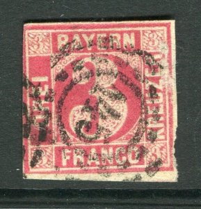 GERMANY; BAVARIA 1849-58 early classic Imperf issue used 3k. Postmark 145