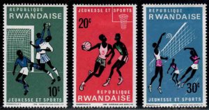 Rwanda #164-66 ~ Short Set 3/6 ~ Soccer, Basket, Volleyball ~ Unused, MX  (1966)