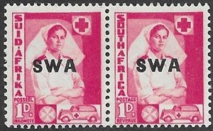 South-West Africa # 136 Wartime Nurse (1) Unused A/E Pair