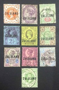 MOMEN: ZULULAND SG #1-10 1888-93 USED £615 LOT #64026