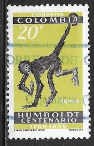 Columbia 715: 20c White-bellied Spider Monkey (Ateles belzebuth), used, F-VF